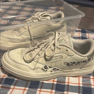 Reebok Beige Sneakers with Leopard Detail